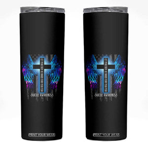 Suicide Prevention Awareness Skinny Tumbler Let Your Faith Be Bigger Than Your Fear Teal Purple Christian American Flag TB10 Black Print Your Wear