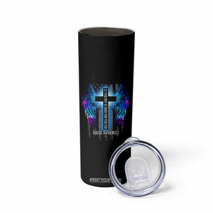 Suicide Prevention Awareness Skinny Tumbler Let Your Faith Be Bigger Than Your Fear Teal Purple Christian American Flag TB10 Print Your Wear