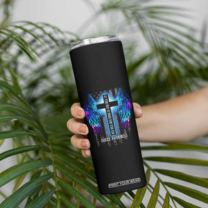 Suicide Prevention Awareness Skinny Tumbler Let Your Faith Be Bigger Than Your Fear Teal Purple Christian American Flag TB10 Print Your Wear