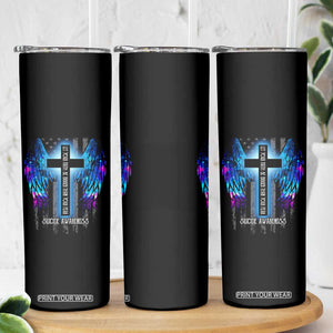 Suicide Prevention Awareness Skinny Tumbler Let Your Faith Be Bigger Than Your Fear Teal Purple Christian American Flag TB10 Print Your Wear