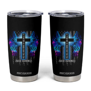 Suicide Prevention Awareness Tumbler Cup Let Your Faith Be Bigger Than Your Fear Teal Purple Christian American Flag TB10 Black Print Your Wear