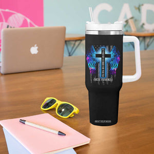 Suicide Prevention Awareness Tumbler With Handle Let Your Faith Be Bigger Than Your Fear Teal Purple Christian American Flag TB10 Print Your Wear