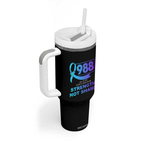 Suicide Prevention Awareness Tumbler With Handle Teal Purple Call 988 Strength Not Shame TB10 Print Your Wear