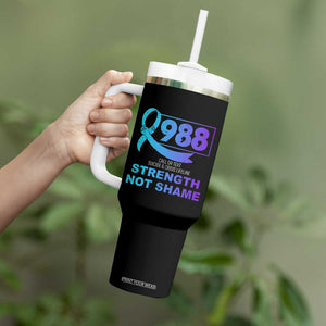 Suicide Prevention Awareness Tumbler With Handle Teal Purple Call 988 Strength Not Shame TB10 Print Your Wear