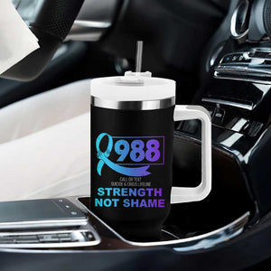 Suicide Prevention Awareness Tumbler With Handle Teal Purple Call 988 Strength Not Shame TB10 Print Your Wear