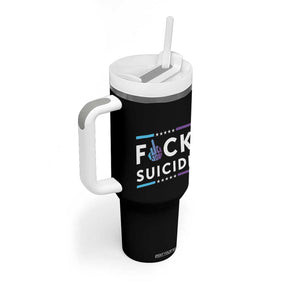 Suicide Prevention Awareness Tumbler With Handle Teal Purple Fuck Suicide TB10 Print Your Wear