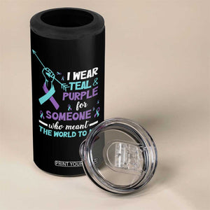 Suicide Prevention Awareness 4 in 1 Can Cooler Tumbler American Flag Teal & Purple Ribbon Support You Matter Therapist Psychologist TB10 Print Your Wear