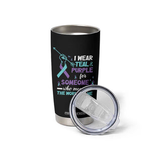 Suicide Prevention Awareness Tumbler Cup American Flag Teal & Purple Ribbon Support You Matter Therapist Psychologist TB10 Print Your Wear