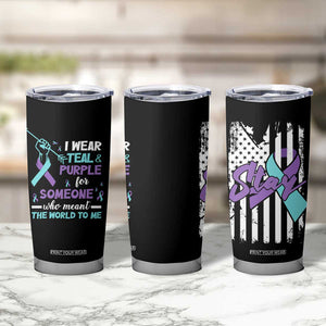 Suicide Prevention Awareness Tumbler Cup American Flag Teal & Purple Ribbon Support You Matter Therapist Psychologist TB10 Print Your Wear