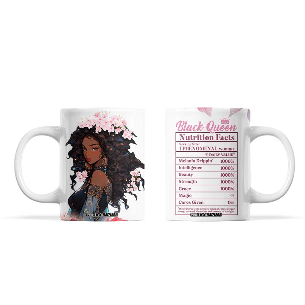 Black Queen Coffee Mug Afro Afican Roots Women Floral Juneteenth Black History TB10 White Print Your Wear