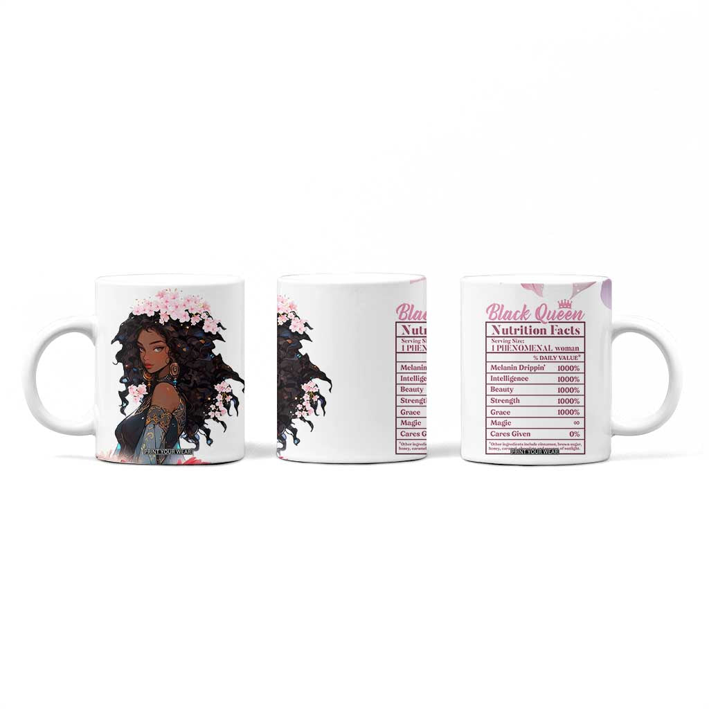 Black Queen Coffee Mug Afro Afican Roots Women Floral Juneteenth Black History TB10 Print Your Wear