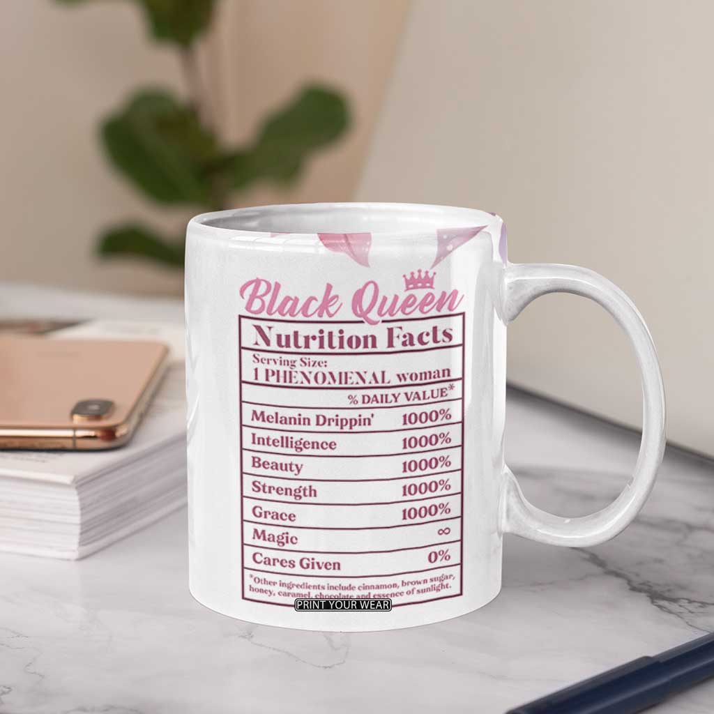 Black Queen Coffee Mug Afro Afican Roots Women Floral Juneteenth Black History TB10 Print Your Wear