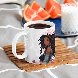 Black Queen Coffee Mug Afro Afican Roots Women Floral Juneteenth Black History TB10 Print Your Wear