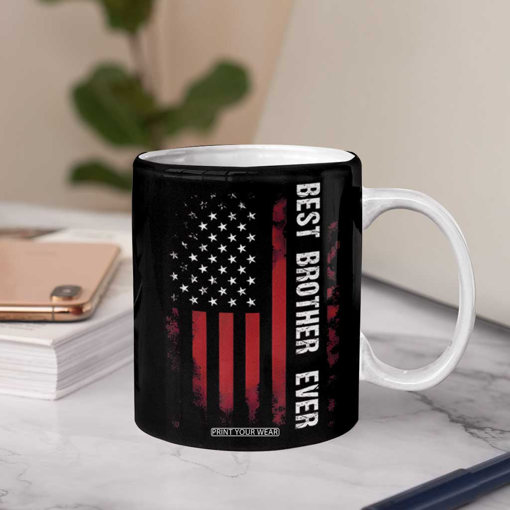 Best Brother Ever Coffee Mug Retro US Flag Gifts From Sisters Siblings TB10 Print Your Wear