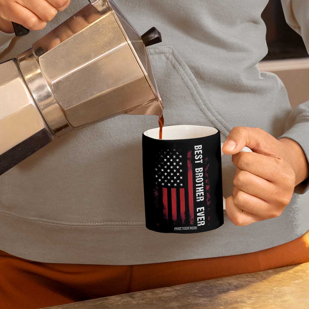 Best Brother Ever Coffee Mug Retro US Flag Gifts From Sisters Siblings TB10 Print Your Wear