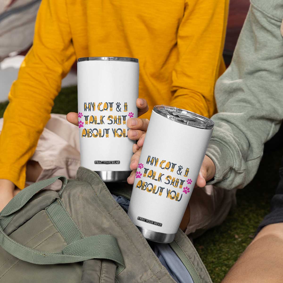 Funny Cat Mom Tumbler Cup My Cat And I Talk Shit About You TB10 Print Your Wear
