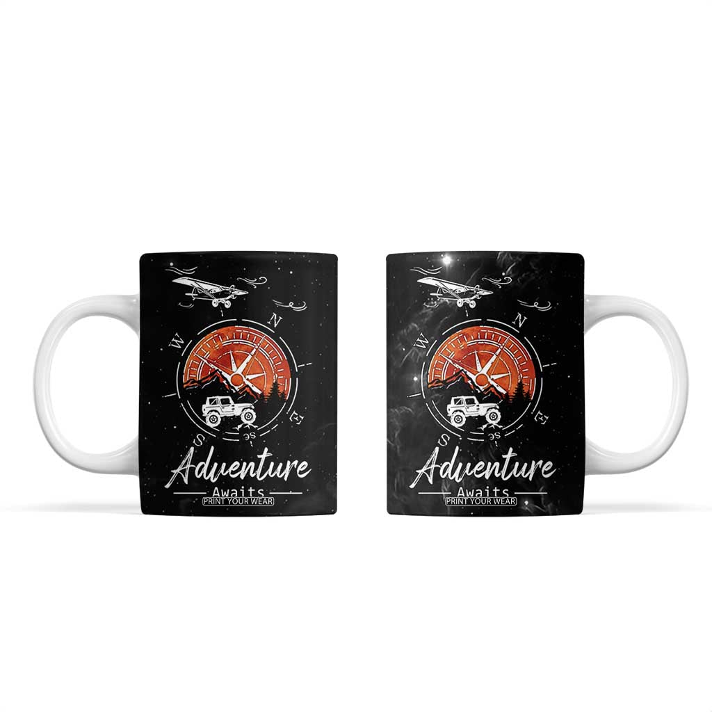 Adventure Awaits Coffee Mug Camping Mountain Nature Hiking Camp Lover Gift TB10 Black Print Your Wear