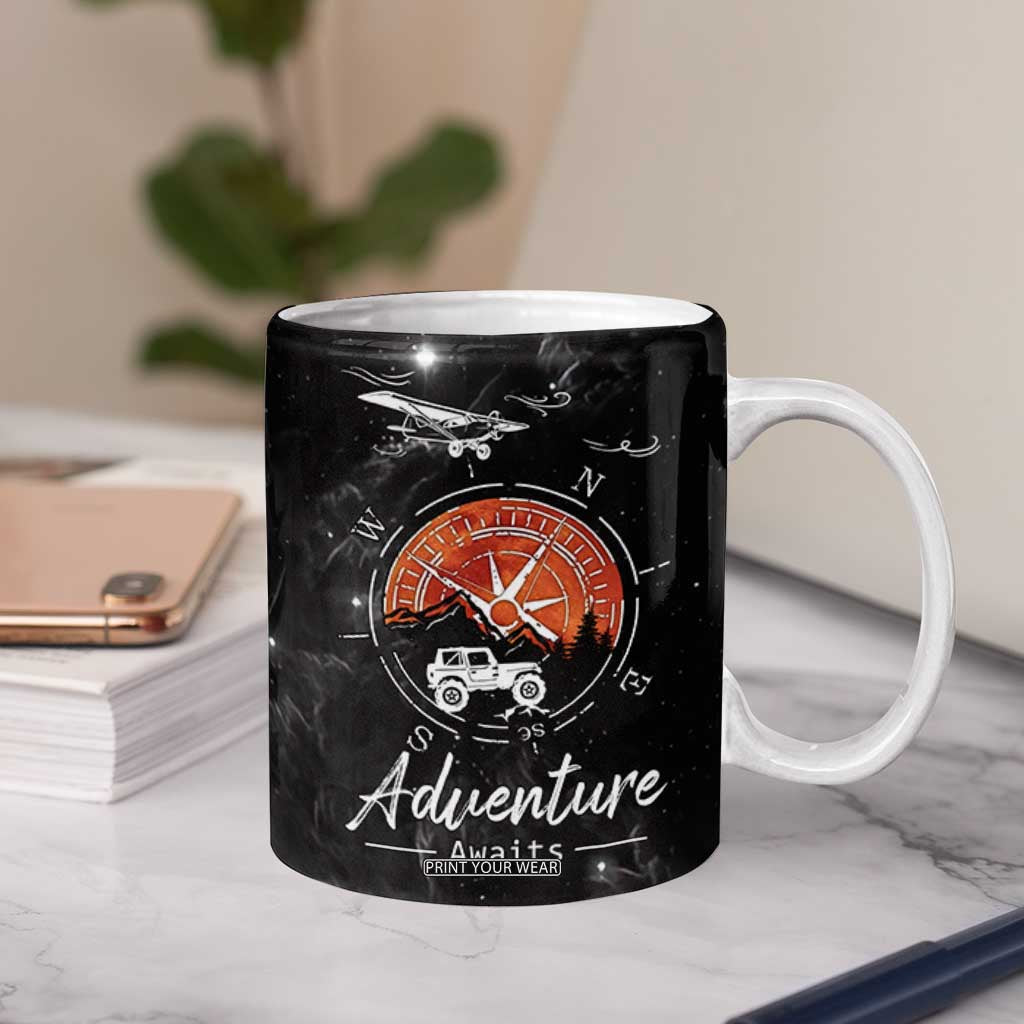 Adventure Awaits Coffee Mug Camping Mountain Nature Hiking Camp Lover Gift TB10 Print Your Wear