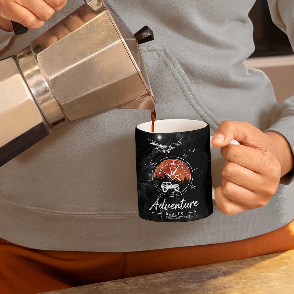 Adventure Awaits Coffee Mug Camping Mountain Nature Hiking Camp Lover Gift TB10 Print Your Wear