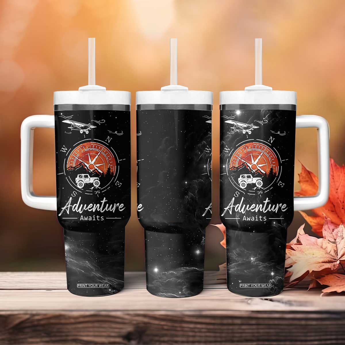Adventure Awaits Tumbler With Handle Camping Mountain Nature Hiking Camp Lover Gift TB10 Print Your Wear