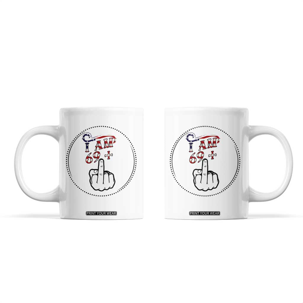 Funny 70th Birthday Coffee Mug 1956 70 Year Old Birthday US Flag Middle Finger TB10 White Print Your Wear