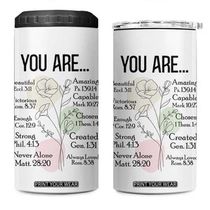 Christian 4 in 1 Can Cooler Tumbler Religious Self Care Inspiration Gifts Inspirational Scripture Cup with Bible Verse TB10 One Size: 16 oz White Print Your Wear