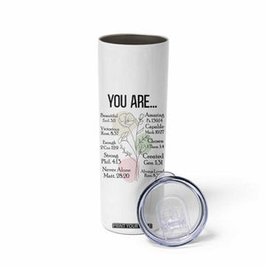 Christian Skinny Tumbler Religious Self Care Inspiration Gifts Inspirational Scripture Cup with Bible Verse TB10 Print Your Wear