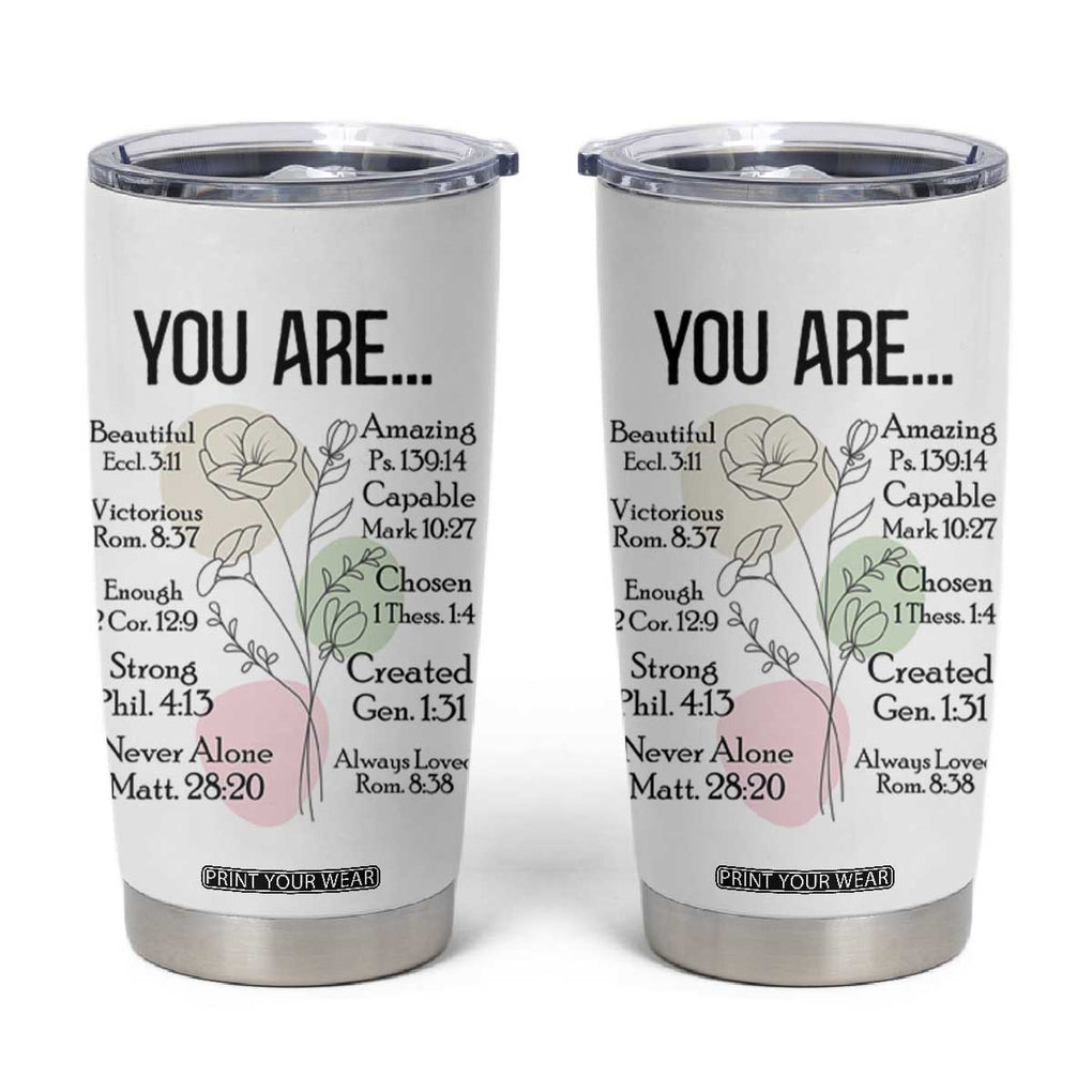 Christian Tumbler Cup Religious Self Care Inspiration Gifts Inspirational Scripture Cup with Bible Verse TB10 White Print Your Wear