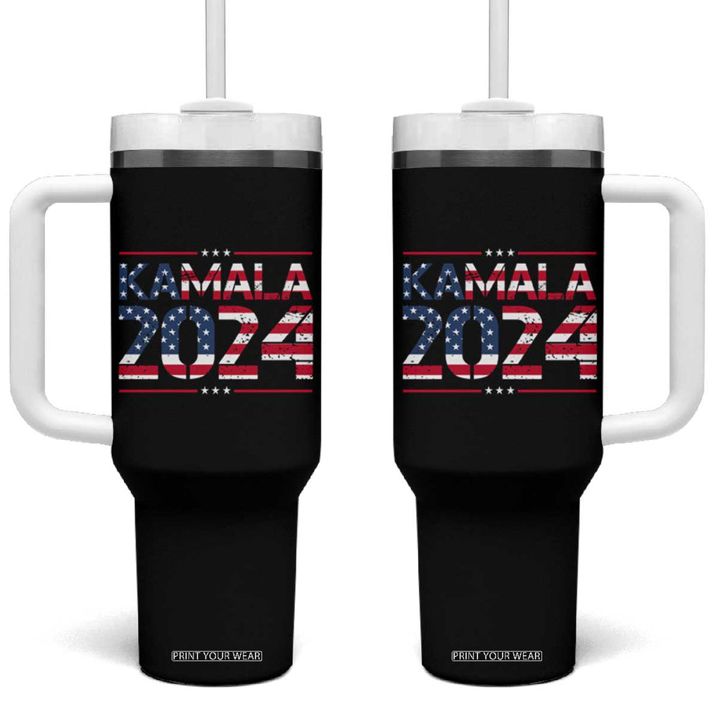 Harris Madam President Tumbler With Handle Kamala 2024 TB10 One Size: 40 oz Black Print Your Wear