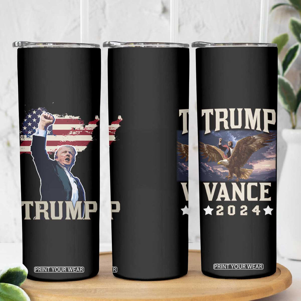 Trump Vance 2024 Skinny Tumbler For President VP USA Election Patriotic US Flag Eagle TB10 Print Your Wear