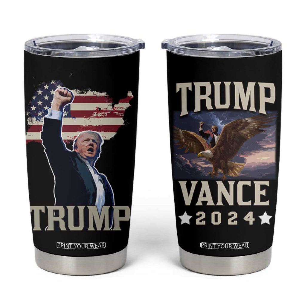 Trump Vance 2024 Tumbler Cup For President VP USA Election Patriotic US Flag Eagle TB10 Black Print Your Wear