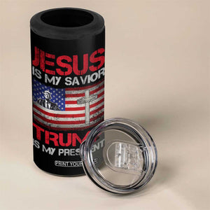 Jesus Is My Savior Trump Is My President 4 in 1 Can Cooler Tumbler American Flag Christian TB10 Print Your Wear