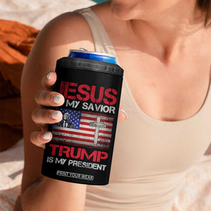 Jesus Is My Savior Trump Is My President 4 in 1 Can Cooler Tumbler American Flag Christian TB10 Print Your Wear