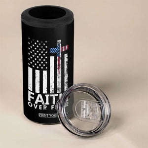 Christian Religious Sayings 4 in 1 Can Cooler Tumbler USA Flag Patriotic American Gift Faith Over Fear Prayer TB10 Print Your Wear