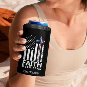 Christian Religious Sayings 4 in 1 Can Cooler Tumbler USA Flag Patriotic American Gift Faith Over Fear Prayer TB10 Print Your Wear