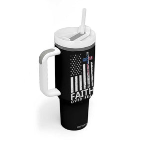 Christian Religious Sayings Tumbler With Handle USA Flag Patriotic American Gift Faith Over Fear Prayer TB10 Print Your Wear