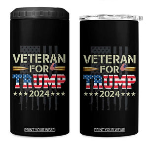 Dad Grandpa Veteran For Trump 2024 4 in 1 Can Cooler Tumbler 4th Of July American USA Flag TB10 One Size: 16 oz Black Print Your Wear