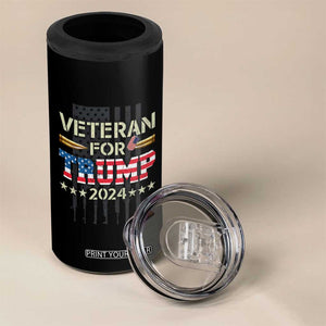 Dad Grandpa Veteran For Trump 2024 4 in 1 Can Cooler Tumbler 4th Of July American USA Flag TB10 Print Your Wear