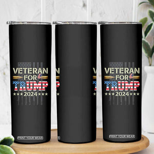 Dad Grandpa Veteran For Trump 2024 Skinny Tumbler 4th Of July American USA Flag TB10 Print Your Wear