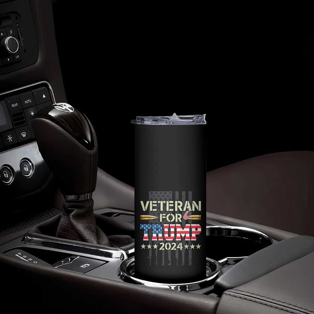 Dad Grandpa Veteran For Trump 2024 Skinny Tumbler 4th Of July American USA Flag TB10 Print Your Wear