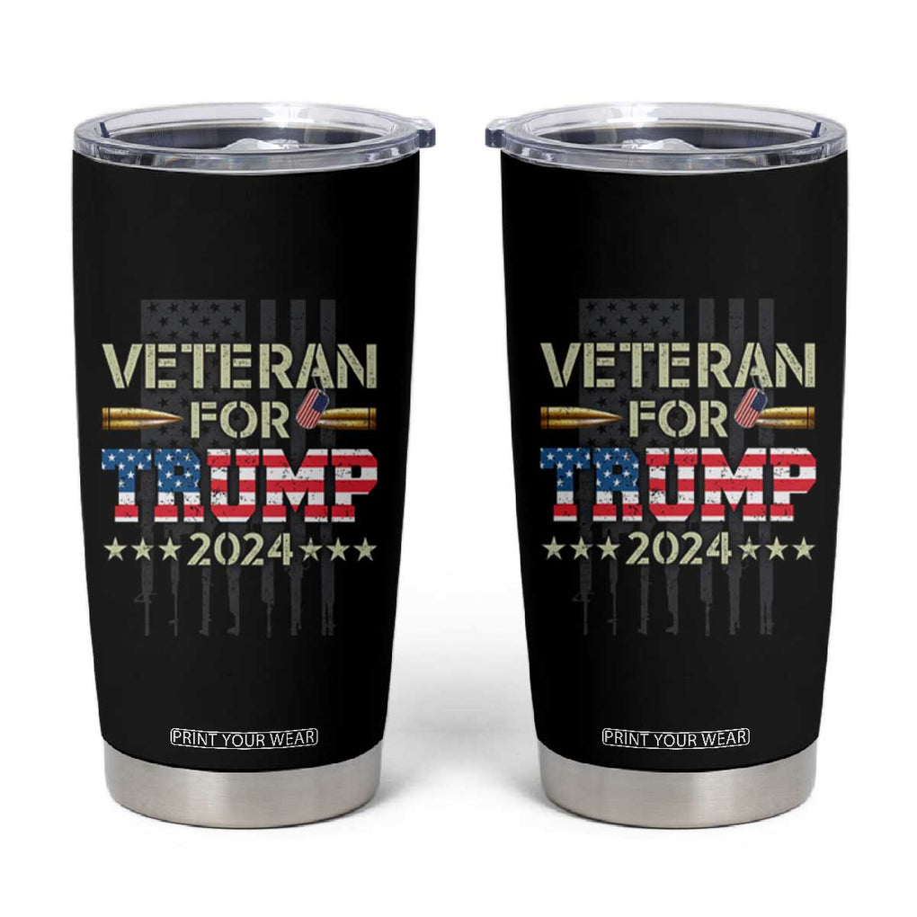 Dad Grandpa Veteran For Trump 2024 Tumbler Cup 4th Of July American USA Flag TB10 Black Print Your Wear