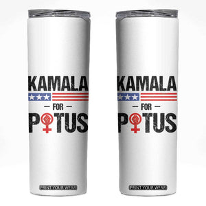 Harris 2024 Madam President Skinny Tumbler Kamala For Potus TB10 White Print Your Wear