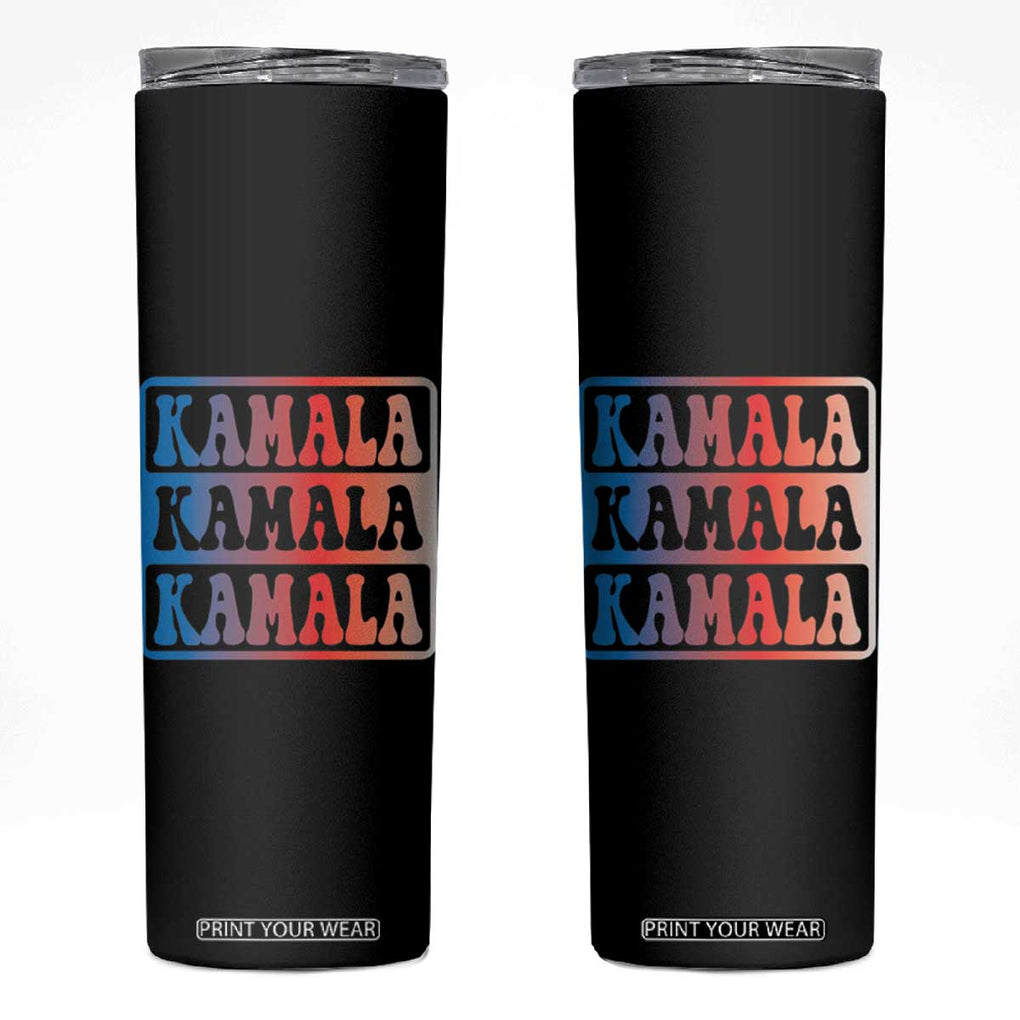 Harris 2024 Skinny Tumbler Kamala Madam President USA America 2024 Election TB10 Black Print Your Wear