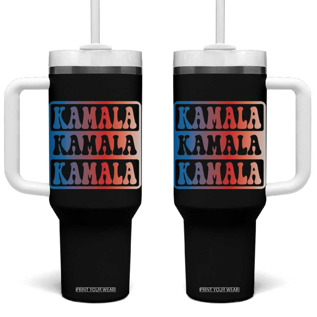 Harris 2024 Tumbler With Handle Kamala Madam President USA America 2024 Election TB10 One Size: 40 oz Black Print Your Wear