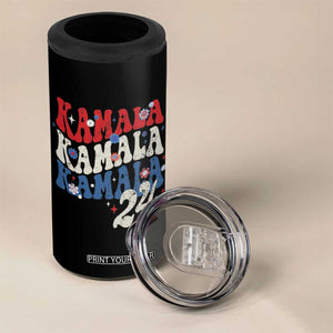 Harris 2024 4 in 1 Can Cooler Tumbler Kamala Retro Groovy Flower TB10 Print Your Wear