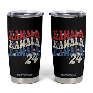 Harris 2024 Tumbler Cup Kamala Retro Groovy Flower TB10 Black Print Your Wear