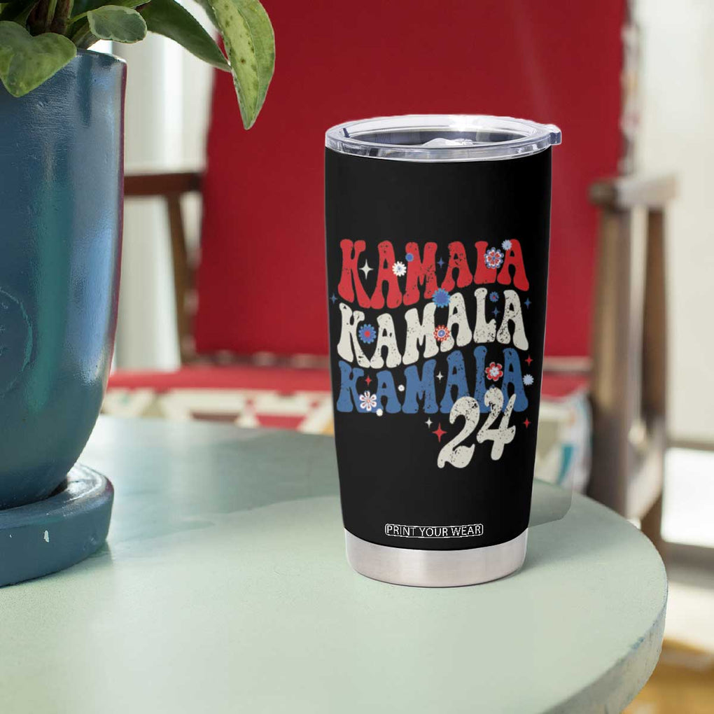 Harris 2024 Tumbler Cup Kamala Retro Groovy Flower TB10 Print Your Wear