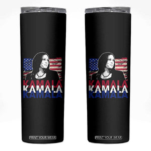 Kamala Madam President Skinny Tumbler Harris 2024 American Flag TB10 Black Print Your Wear