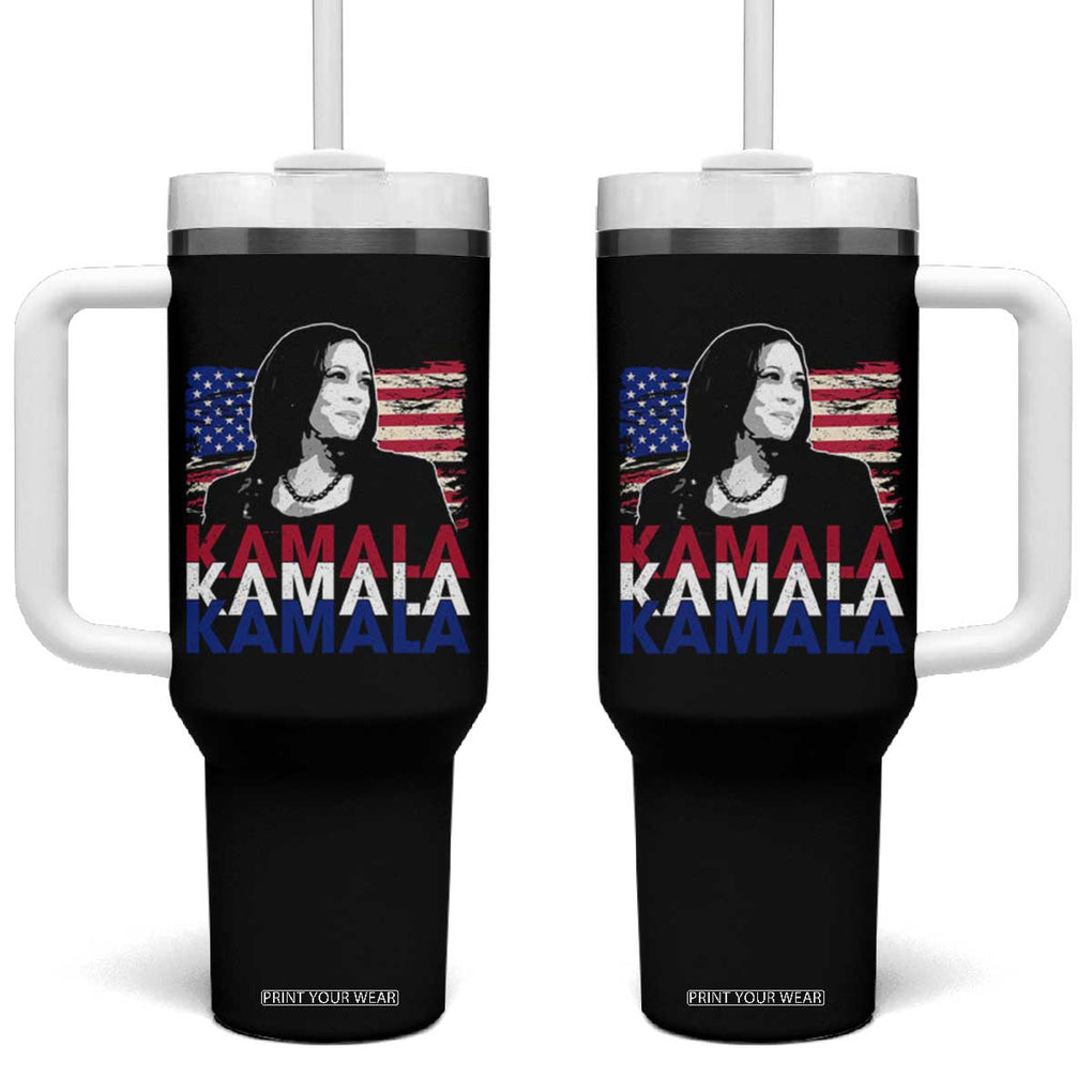 Kamala Madam President Tumbler With Handle Harris 2024 American Flag TB10 One Size: 40 oz Black Print Your Wear