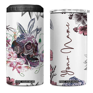 Personalized Floral Skull 4 in 1 Can Cooler Tumbler Custom Name Botanical Gothic Aesthetic Vibe TB10 One Size: 16 oz White Print Your Wear